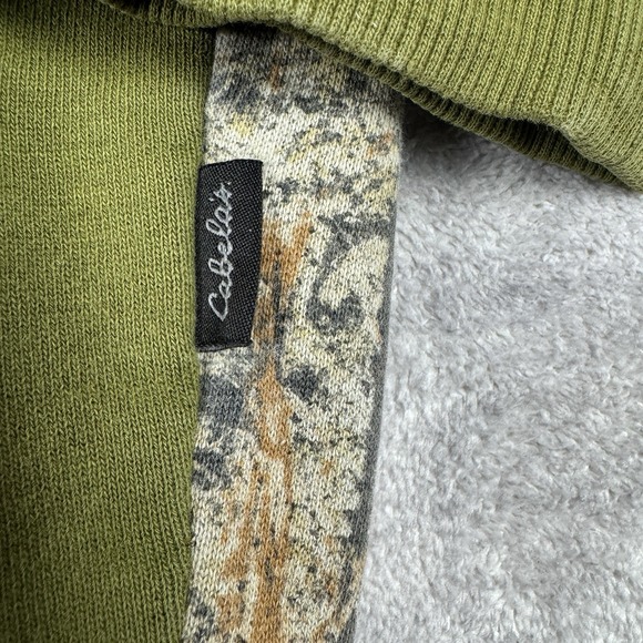 Cabelas Sweatshirt Mens Large Green Hoodie Mossy Oak Brush Camouflage Hunting - Picture 4 of 13